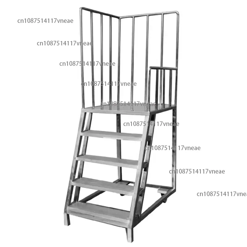 New Arrival Stainless Steel Steps Warehouse Rolling Mobile Platform SUS 201/304 Ladder