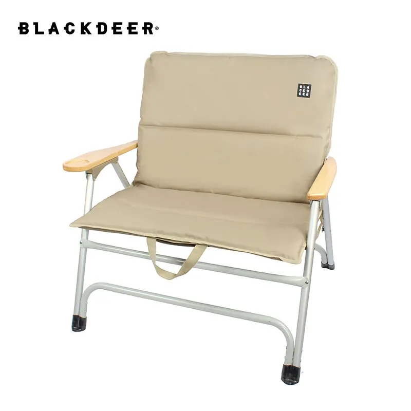 BLACKDEER Warm Folding Chair with Cover Outdoor Iron, Aluminum Alloy Wood Camping Chair Cushion Comfortable Sofa Chair