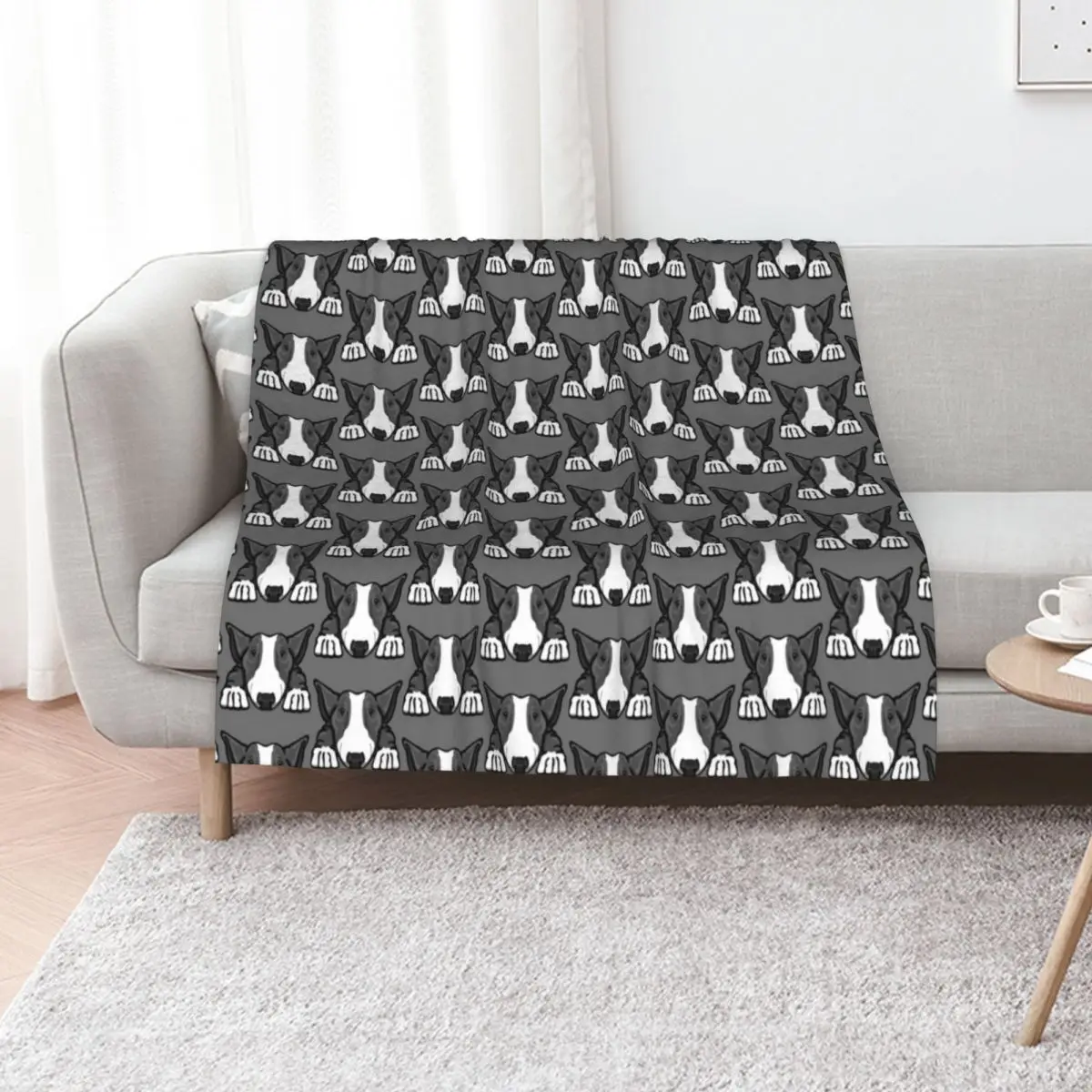 Grey & White Bullterrier Throw Blanket Sofa Throw Nap Plaid manga Summer Beddings Bed linens Blankets