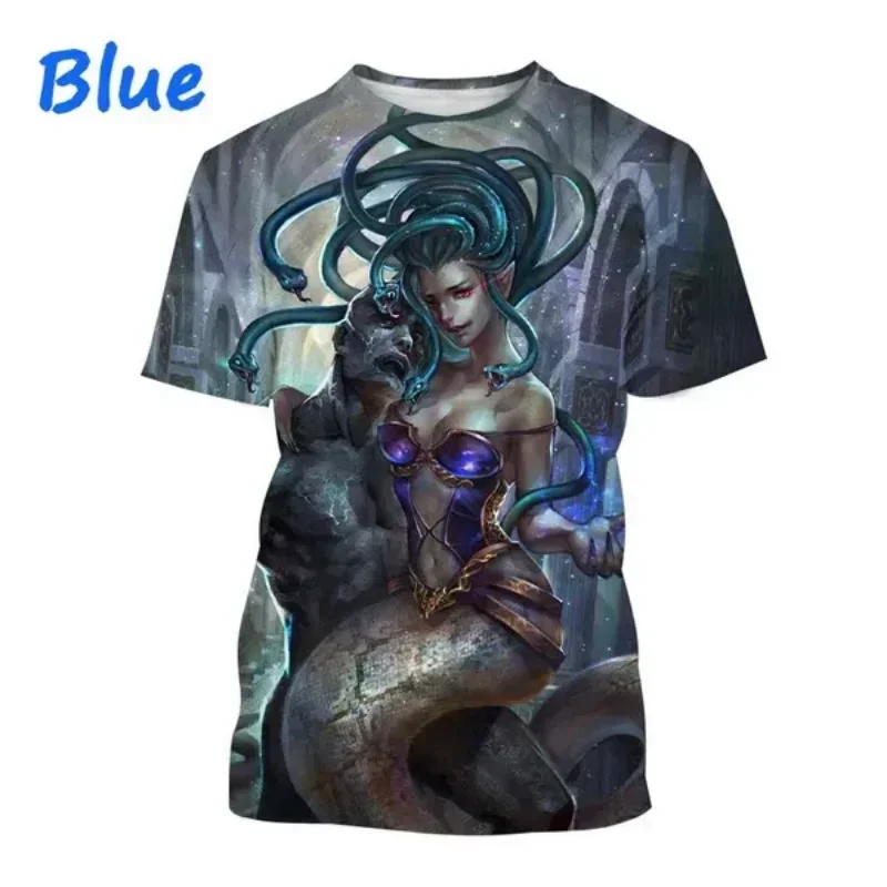 أزياء الرجال الملابس الجديدة ميدوسا ثلاثية الأبعاد تي شيرت مطبوع الأساطير اليونانية بانشي شخصية الهيب هوب الشارع للجنسين المتضخم تي شيرت