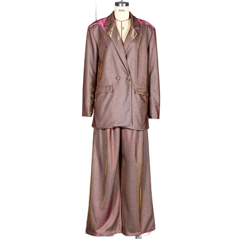 

Vintage Shiny Gradient Blazer Two Piece Set Sexy Straight Suit Outfits for Women Birthday Club Party Cocktail Wedding Guest