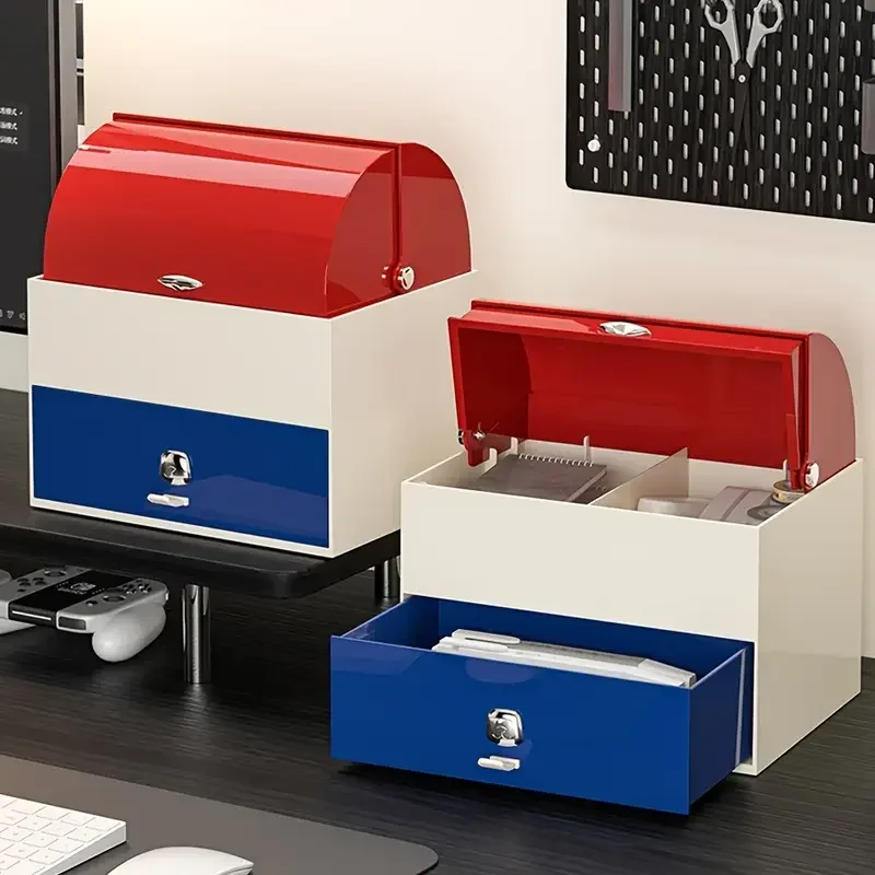 Flip Storage Box Drawer Stationery Organizer Large Capacity Office Accessories Desk Boxes Desktop Plastic School Supplies