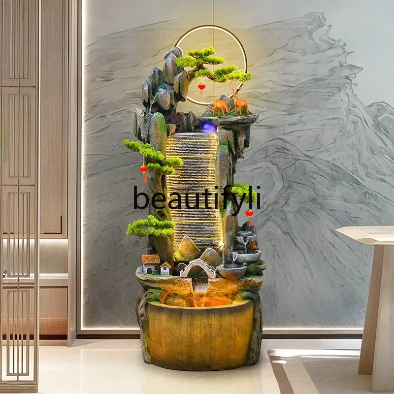 60.Living room floor running water rockery welcome pine fountain ornament entrance home hotel decoration