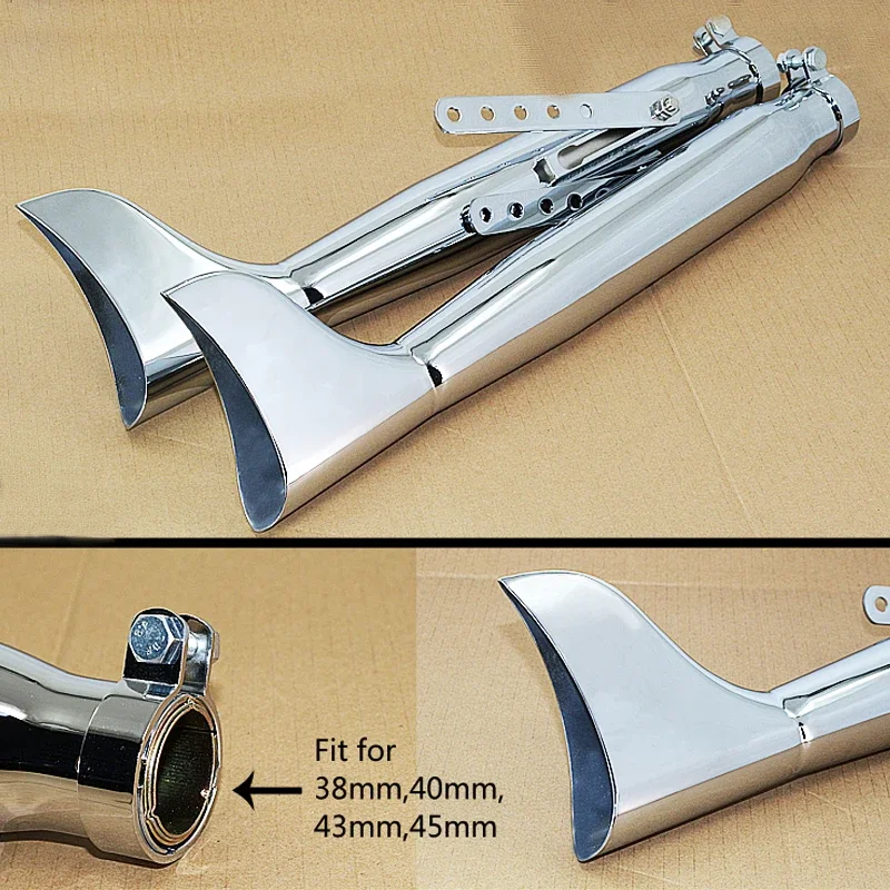 Chrome Motorcycle Exhaust Pipe Universal Fish Tail Left Right Side Vintage muffler or Ural K750 M1 M72 R71 R12 Dnepr MT12 XL883