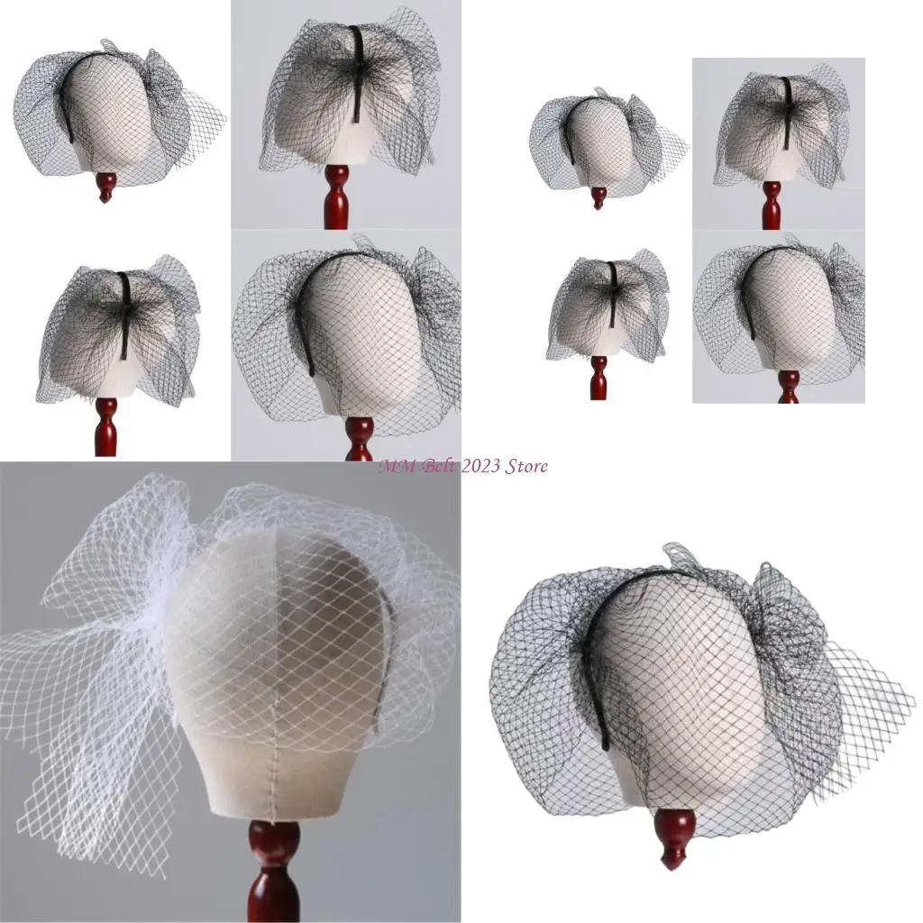 

49ME вечерние вуаль в виде птичьей клетки, обруч для волос, вуаль с бантом, повязка на голову, аксессуары для чаепития