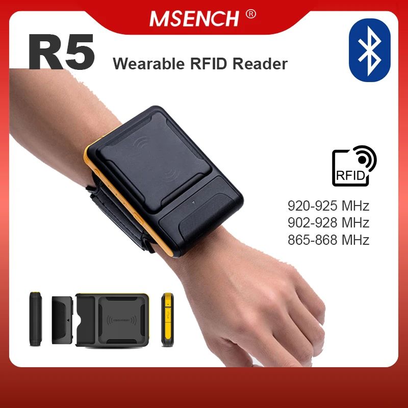 UHF RFID Reader Wearable EU 865-868 MHz Frequency ISO18000-6C Circular Polarized UHF RFID Antenna Bluetooth5.0 Tags Reader/Write