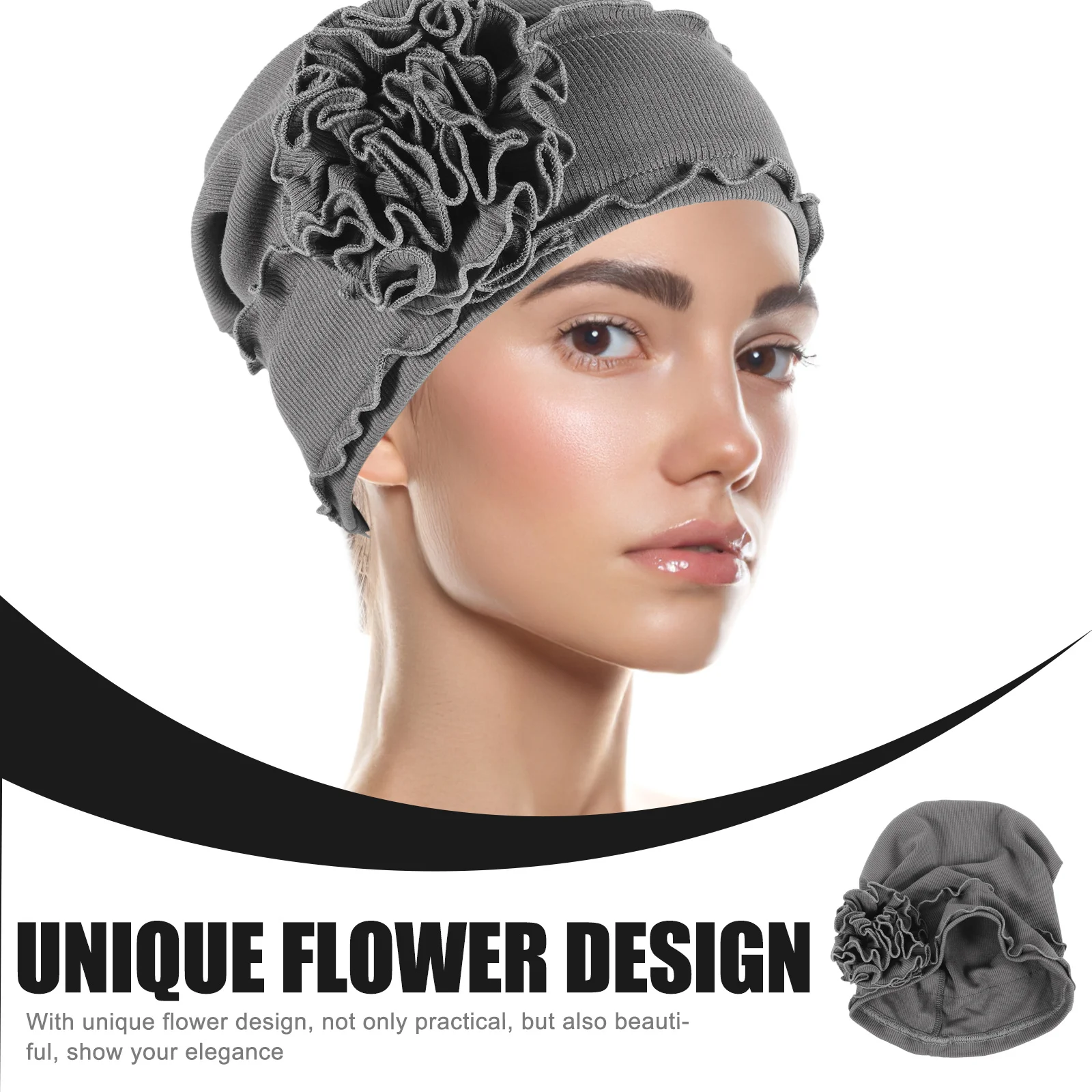 

Elegant Chemo Hat for Women Comfortable Turban Head Cover Supple Material Breathable Flower Design Cancer Headwear for Women