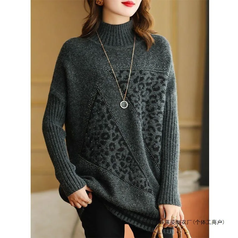 

Autumn Winter Medium Long Loose Sweater Pullover Women Long Sleeves Casual All-Match Knitted Jumper Female Sweater Knitwear Top