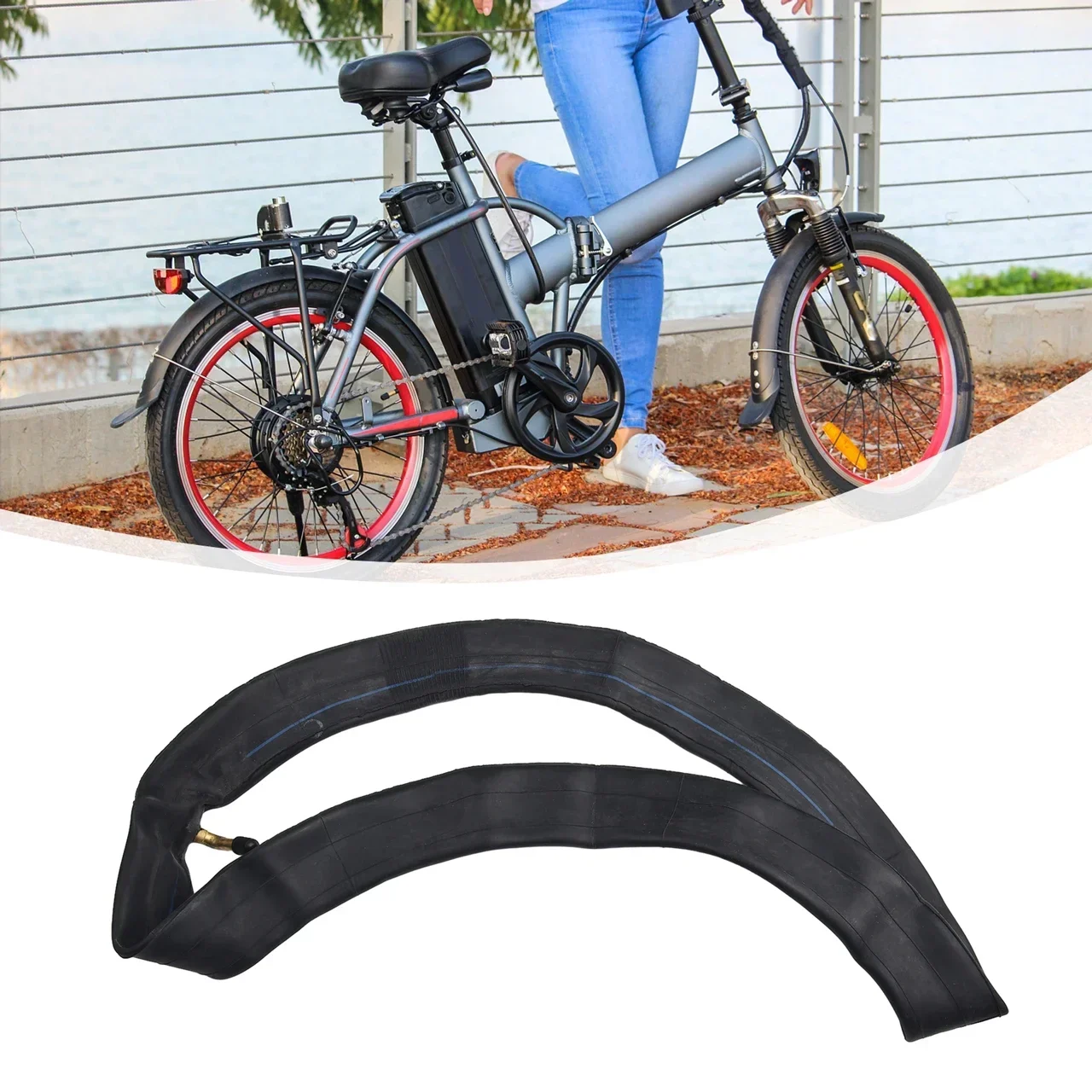 Premium Replacement 16 Inch 16*2 125(57305) Inner Tube & Outer Tyre For Electric Bike Bicycle, Ensures Smooth Ride