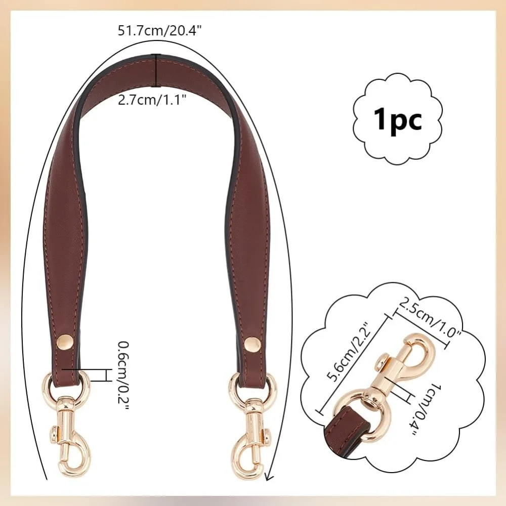 20.3 Inch Leather Bag Strap, Short Purse Strap 1 Inch Wide Bag Strap Replacement Bag Handle Handbag Strap with Golden Clasp