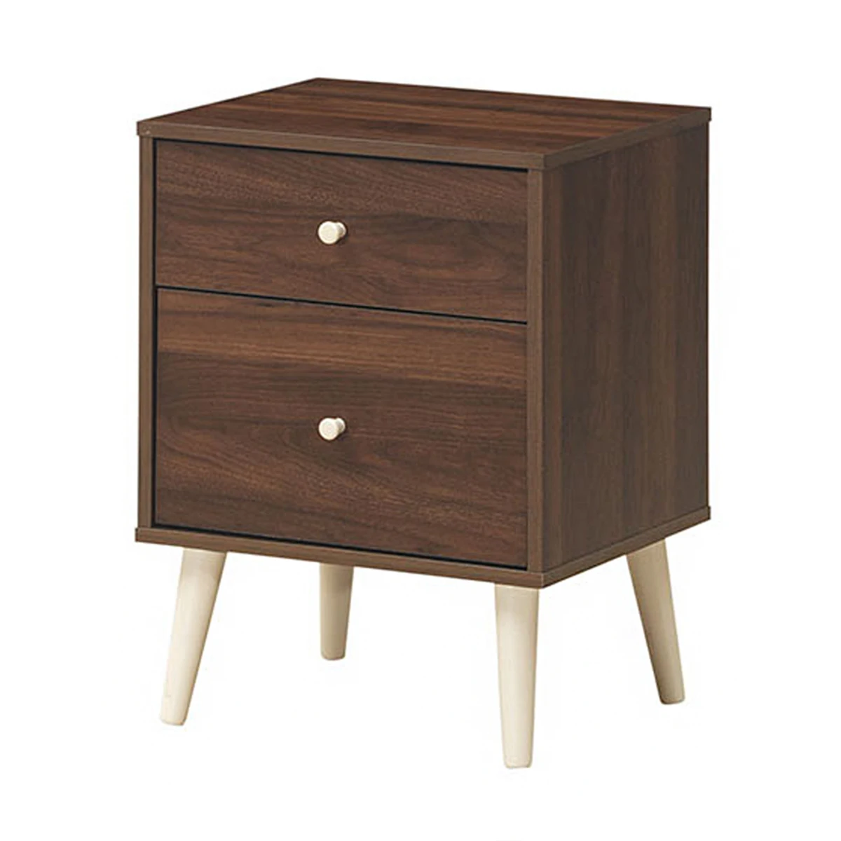 

Nightstand 2-Drawer Beside End Side Table w/Rubber Legs Walnut Finish