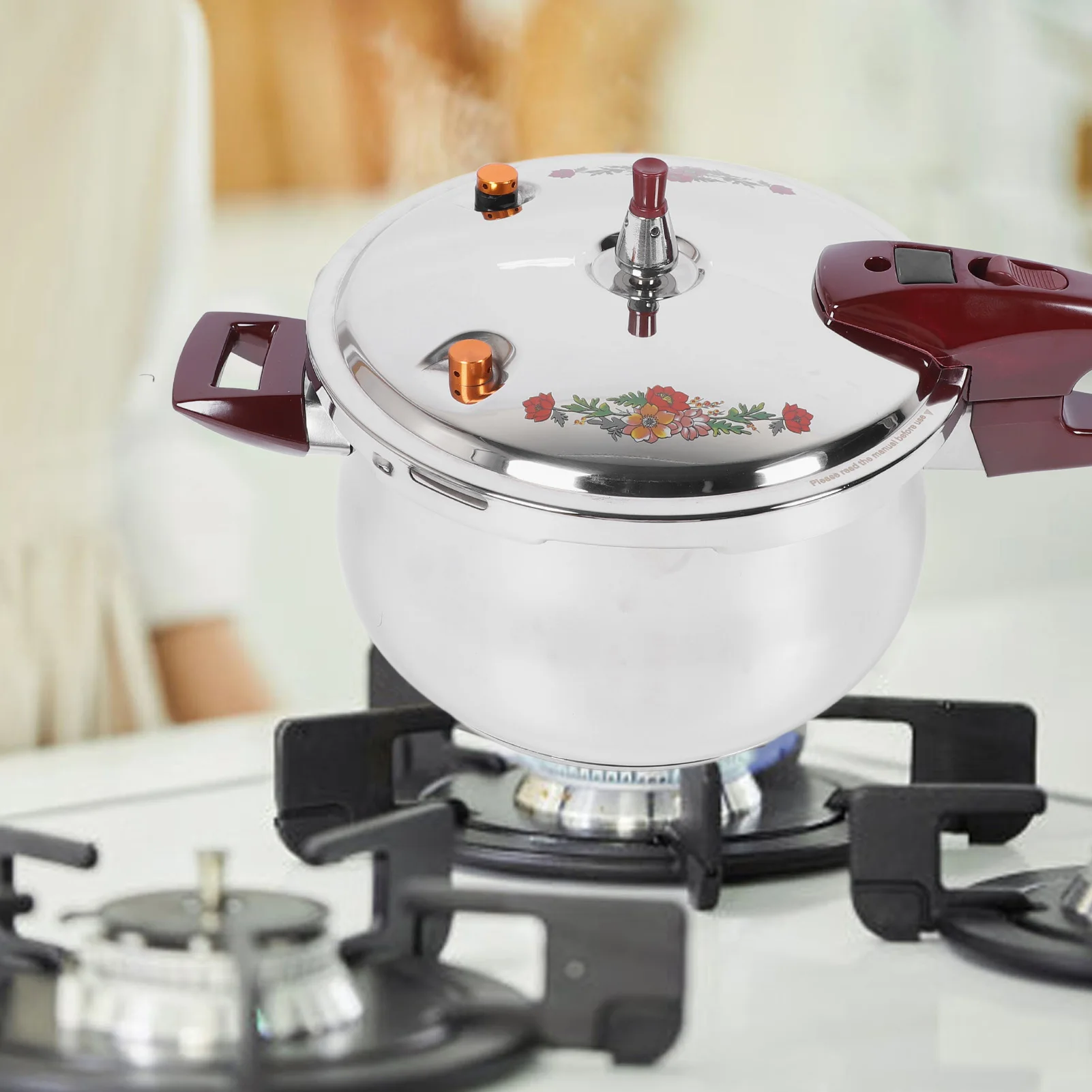 Pressure Cooker Stainless Steel 80KPA Pressure Cooker Ergonomic Handle Multiple Security Guard for Home Use 6/7/9/11L