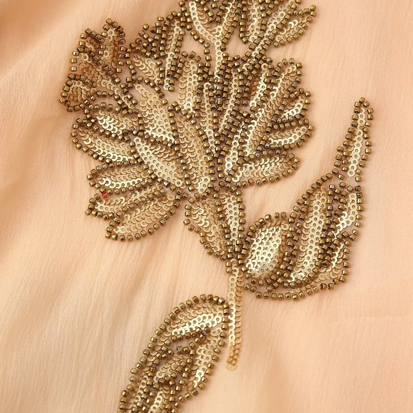 

NINE ZAR Silk Blend ort Jaet n Beaded Design Commute Sle Loose Fit Long Sve V-Ne Plant Floral Print Outerwear