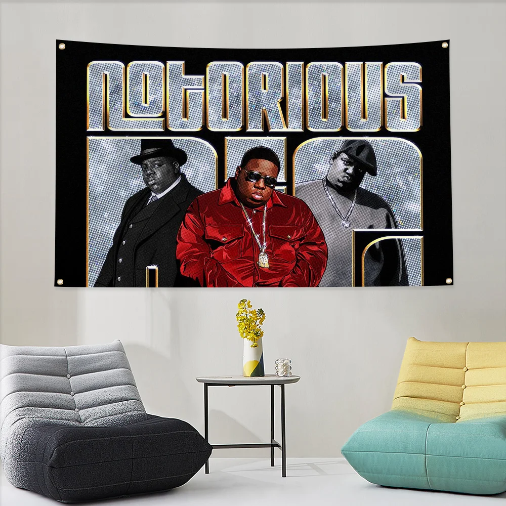 Notorious Big Wallart Flag to Hang Hip Hop Decor Tapestry Wall Hanging Home Decoration Rapper Flags for Bedrooms Outdoor