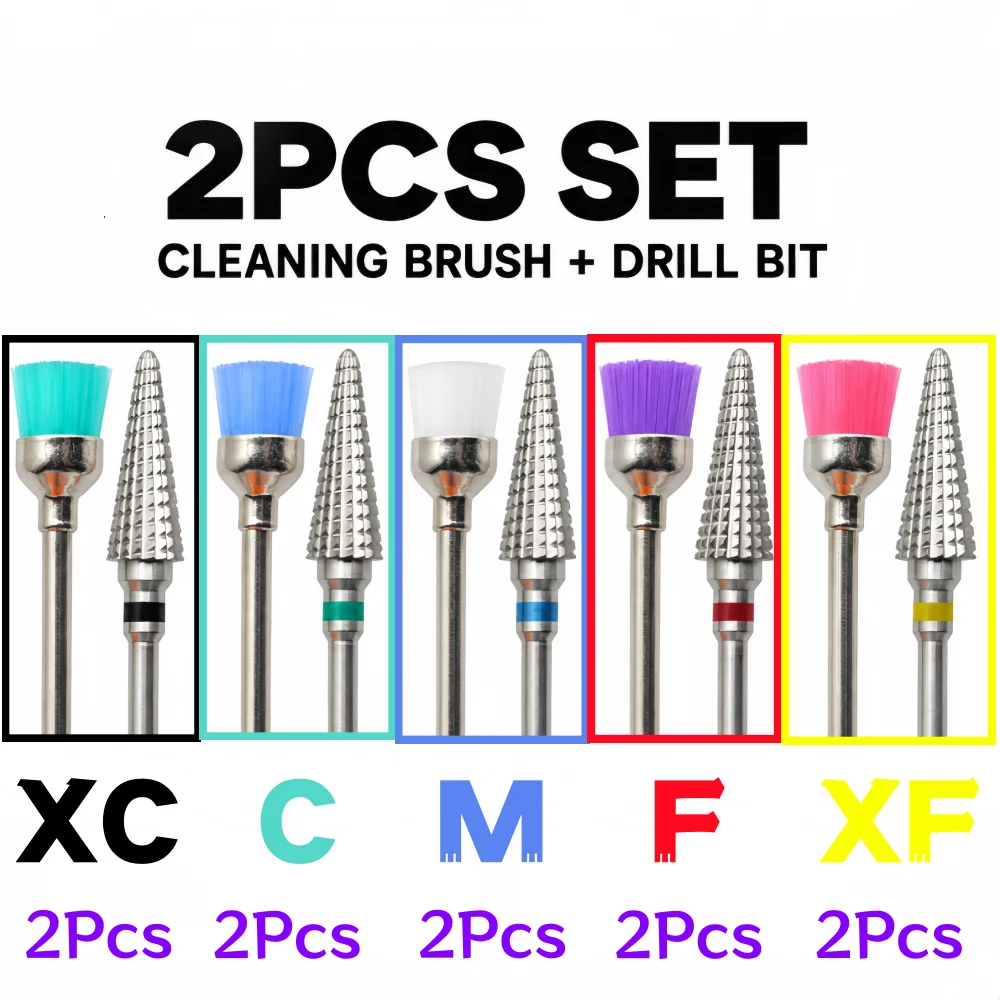 2Pcs Set Nail Drill Bit Set Electric Manicure Machine Grinding Polishing Heads Nail Art Accessories for Professional Use