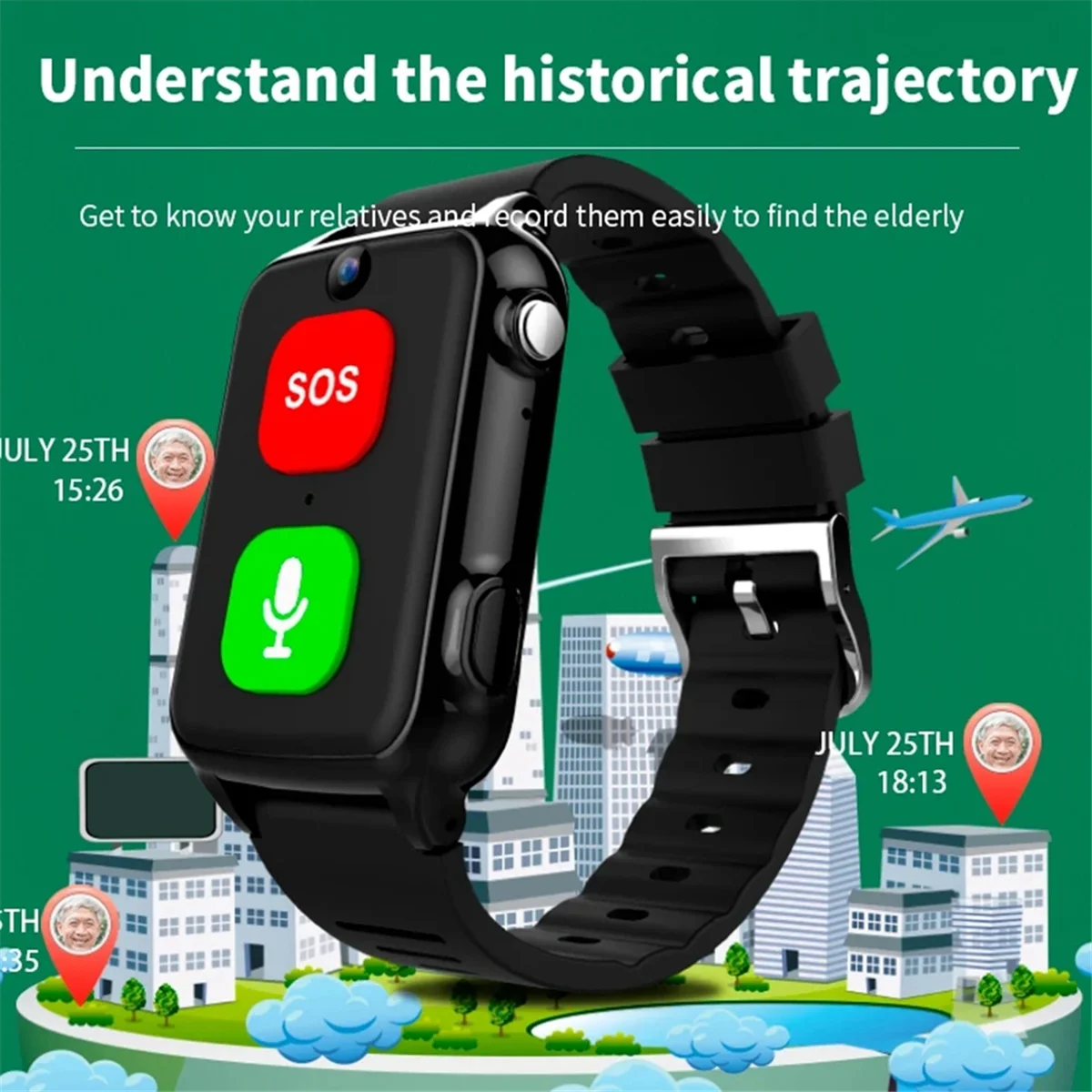 Ouderen Gps Horloge 4G Tracking Armband Gezondheid Temperatuur Sos Oude Mensen Locator Gps Tracker Polshorloge Met Camera