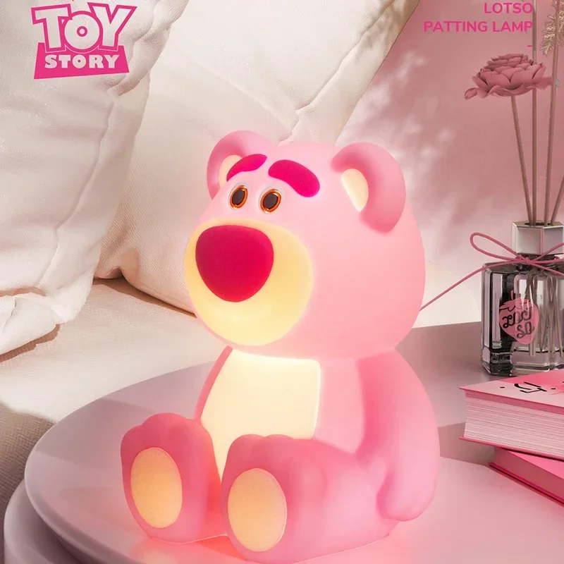 Disney Toy Story Lotso Bear Pat Light Silicone Night Light Bedroom Sleep Creative Anime Christmas Kids Brithday Christmas Gifts