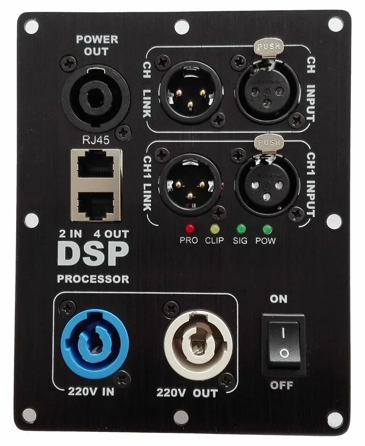 Speaker Linear Array DSP Processor Tone Module 2 in 4 Out 96kHz Sampling Balance Input Computer Networking