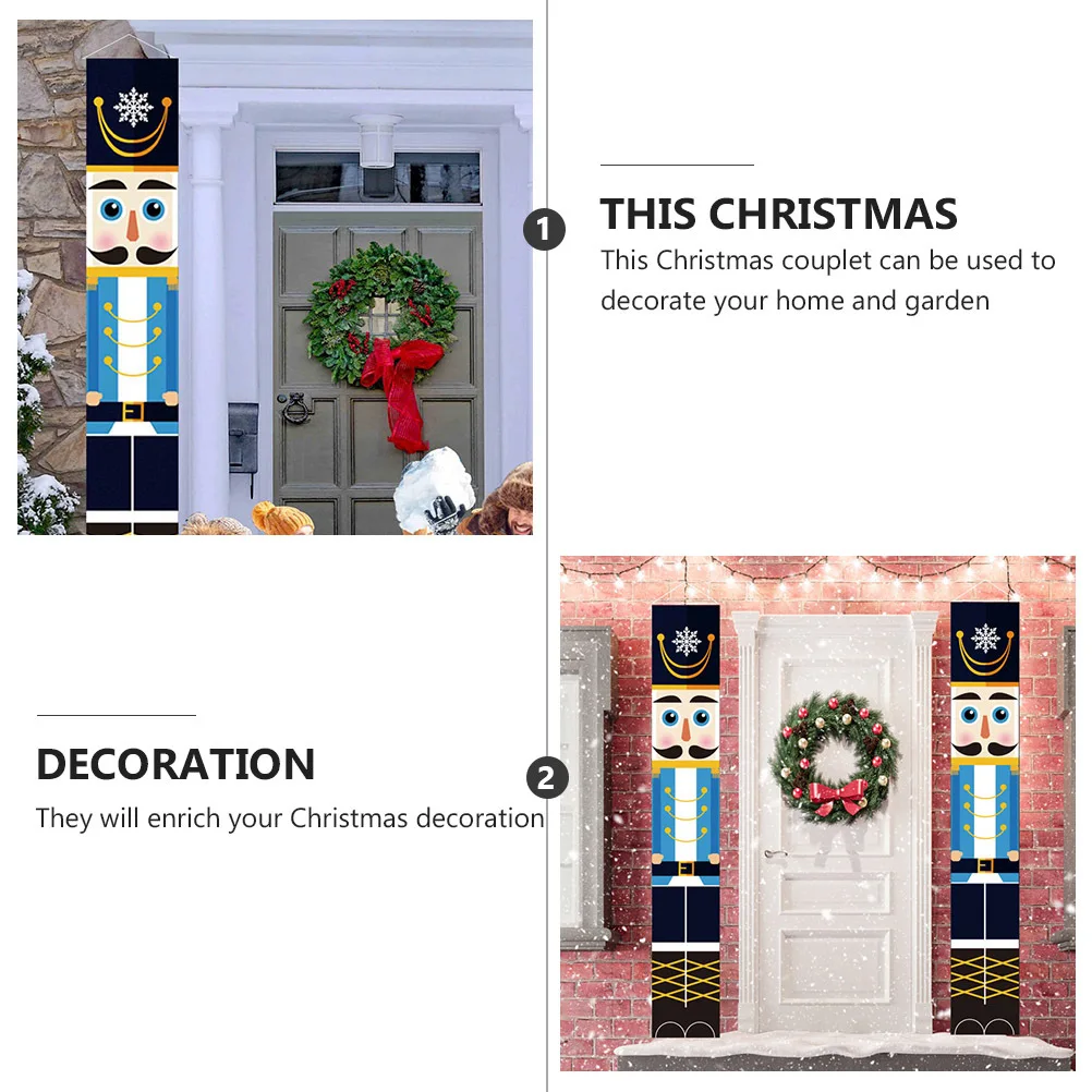 

1 Pair Christmas Couplets Decor Holiday Wall Banner For Front Door Porch Hanging Party Home Office Decoration Christmas