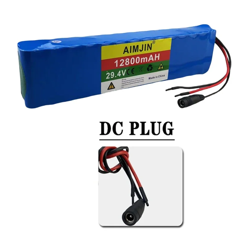 Akumulator 29,4 V 7S4P 18650 12800 mAh, odpowiedni do motocykli dziecięcych, elektronarzędzi DIY i elektrycznych wózków inwalidzkich + ładowarka