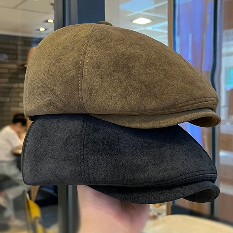 Solid Color Beret Men Women Classic Vintage Newsboy Cap British Retro Painter Hats Winter Autumn Casual Golf Driving Forward Hat image 2