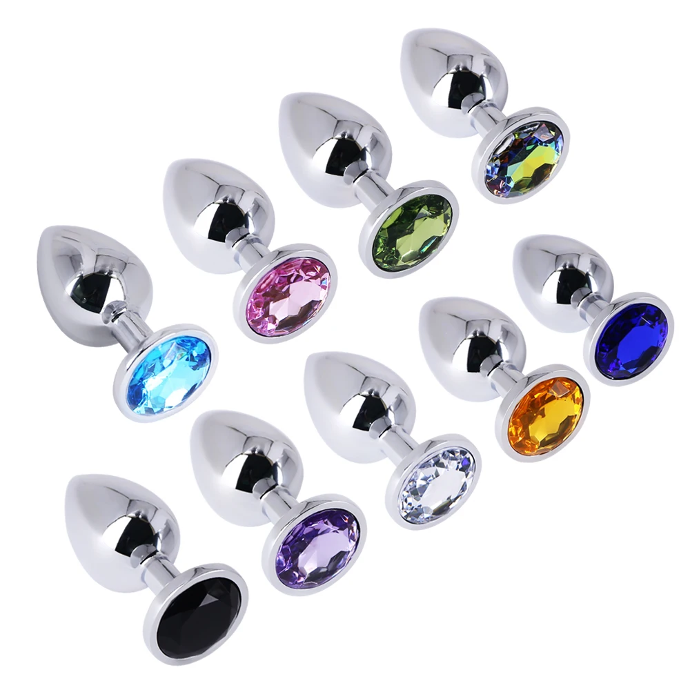 Anal Plug Mini Round Stainless Steel Crystal Anal Plug Removable Butt Plug Stimulator Anal Sex Toys