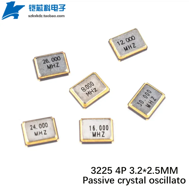10szt 3225 4PIN 3.2 * 2.5MM SMD Pasywny oscylator kwarcowy 10MHZ 12MHZ 24MHZ 40MHZ 16MHZ 20MHZ 8MHZ