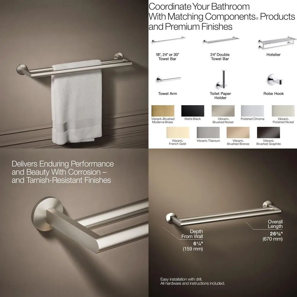 

Double Towel Bar in Vibrant Brushed Nickel Finish