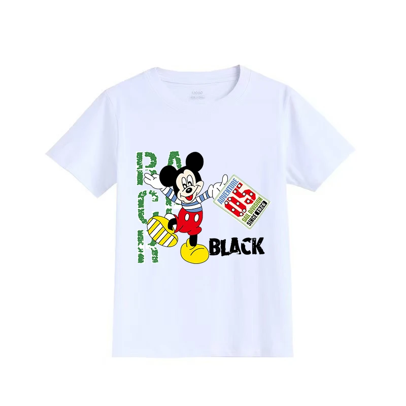 

Summer Children Boy Clothes Disney Happy Minnie Cartoon Prints T-shirts Fashion Kid Girls Short Sleeve Crew Neck Top