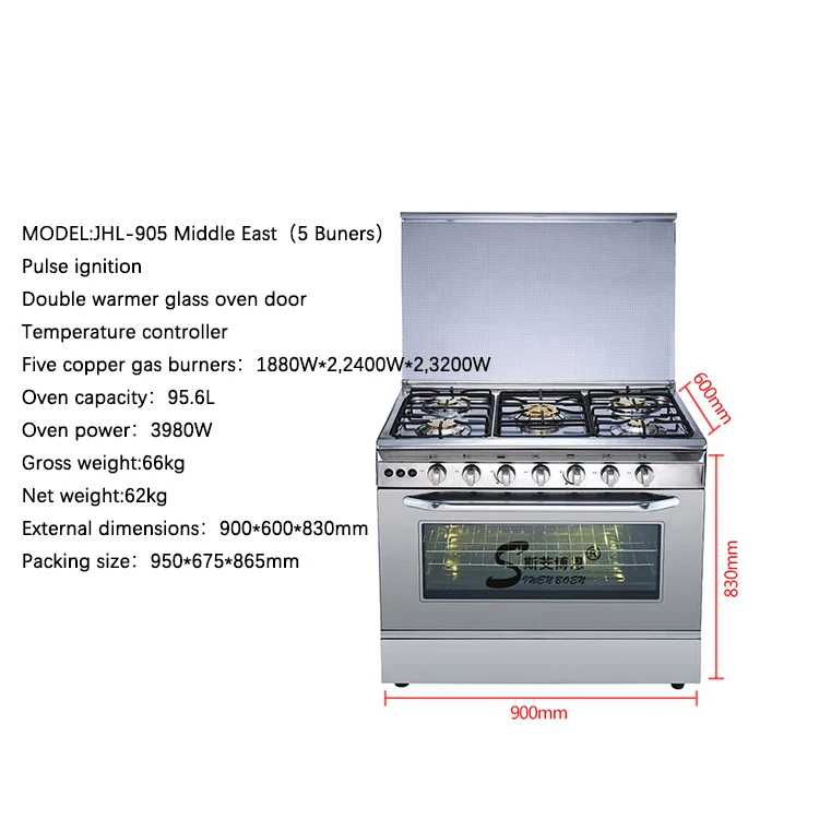 36 inch household free standing 5 burners gas cooker with oven kitchen gas stove with oven 5 burners gas range with oven grill