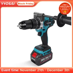 VVOSAI 20V Brushless Electric Drill 20 Torque 115NM Cordless Screwdriver Li-ion Battery Electric Power Screwdriver Drill