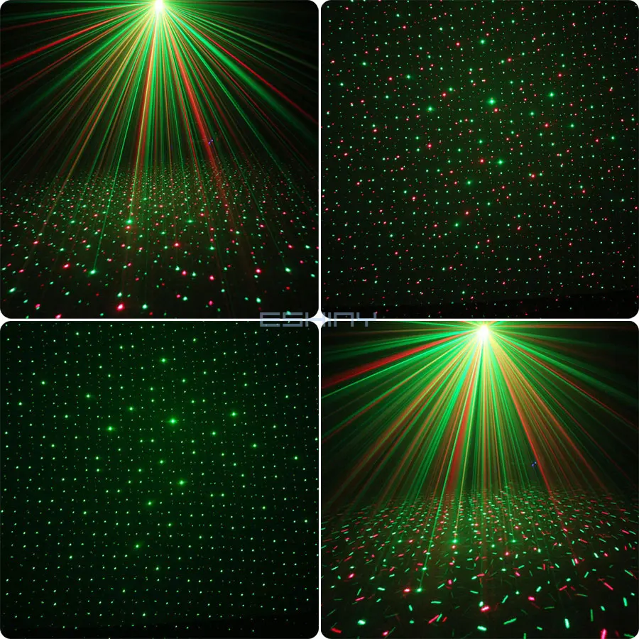 ESHINY Remote R&G Laser Full Stars Firefly Sky Patterns Projector DJ Light Party Effect Dance Disco Stage Bar Holiday Lamp B23N6