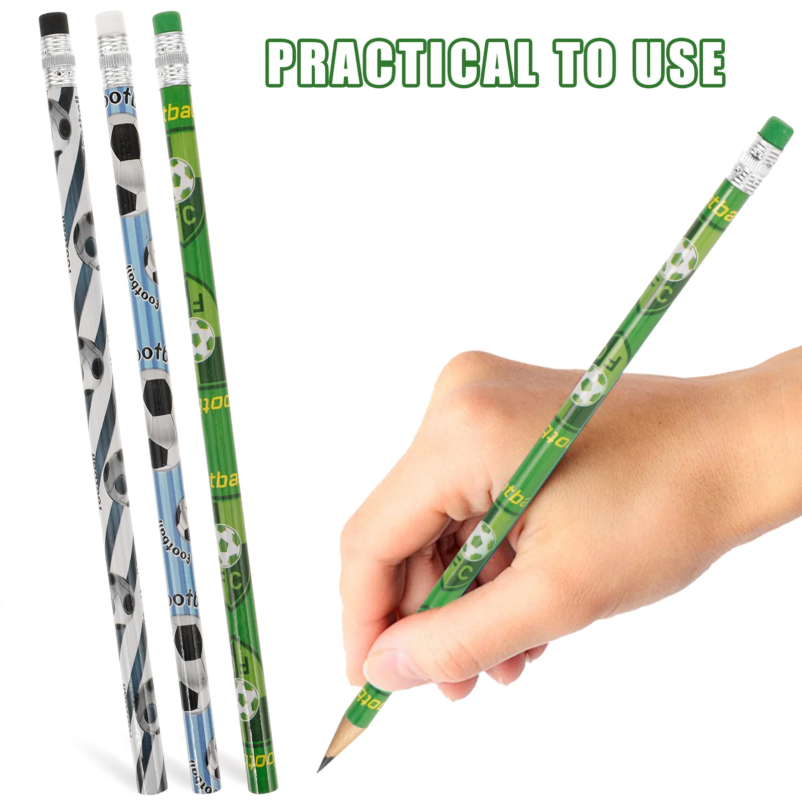 12 Pcs Football Pencil Sports Pencils with Erasers Gift Stationery Erasable Party Log Writing Supplies for Small Office