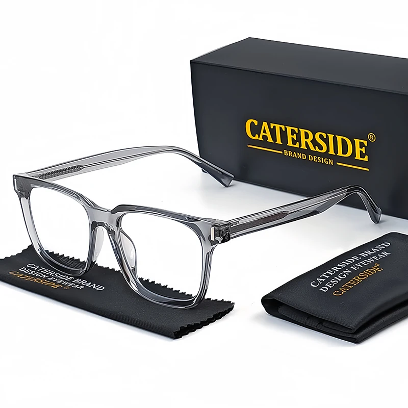 CATERSIDE TR90 Anti Blue Light  Men\'s Glasses Square Radiation and UV Protection Eyeglasses Women Transparent Fashion Eyewear