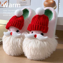 2024 New Christmas gifts Slippers Woman Cartoon Santa Claus Plush Warm Winter Indoor Shoes Cute Women's slippers home