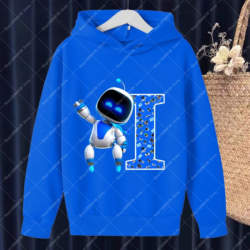 Astro Bot Boy Anime Printed Hoodies Winter Warm Clothing Kids Cartoon Hooded Pullover Children Long Sleeve Top Christmas Gifts