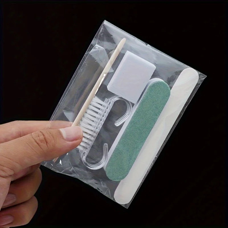 5PCS Mini Nail Files Set Disposable Wooden Sticks Portable Manicure Tools for DIY Nail Art Care Home Use Cleaning Kit