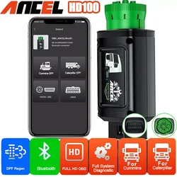 ANCEL HD100 for Cummins CAT Diesel Heavy Duty Truck Scanner Diagnostic All System DPF Regen Bluetooth All System Truck Diagnosis