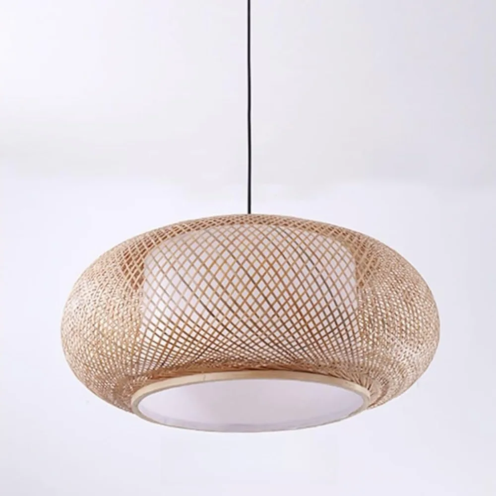 Lampade a sospensione in bambù con tessitura antica 40 / 50 cm Lampada a sospensione a soffitto in bambù lavorata a mano Lampadario in stile cinese E27
