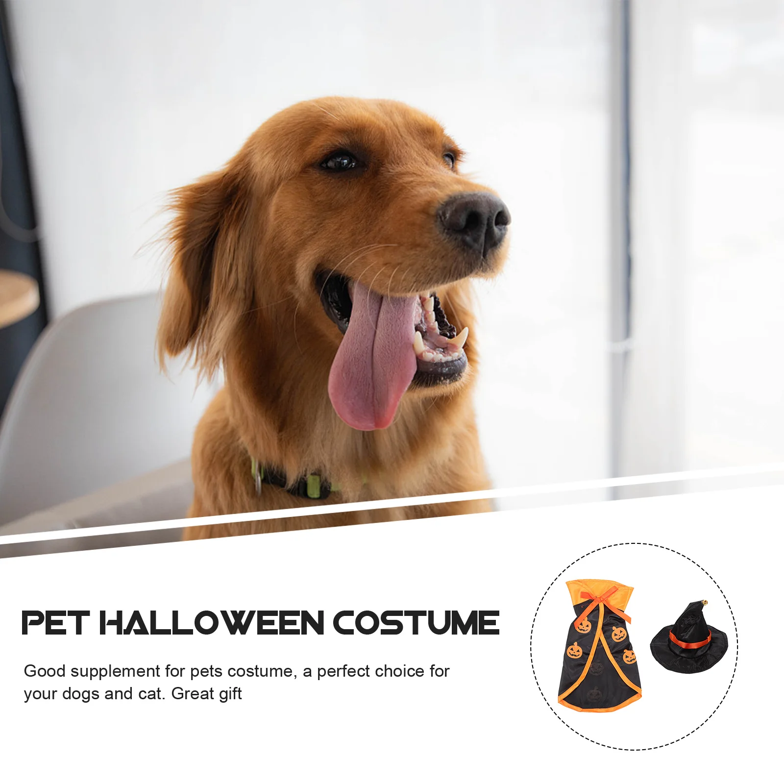 

1Set Halloween Pet Cloak Hat Set Pumpkin Print Decorative Dog Cat Costume Easy Wear Festival Party Prop Pet Hat Cloak