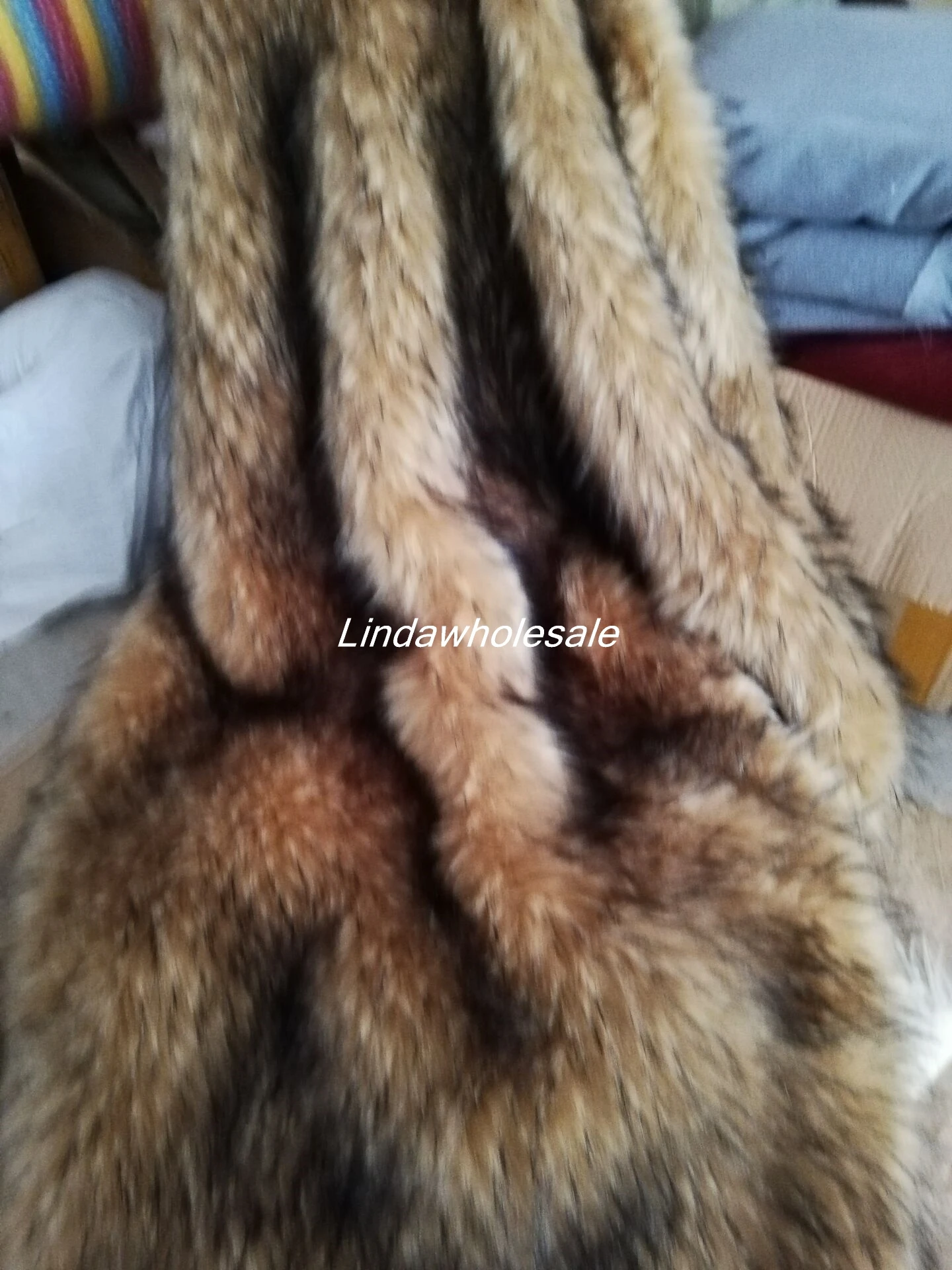 High-grade Camel color thick imitation raccoon long plush fabric,felt cloth,faux fur fabric