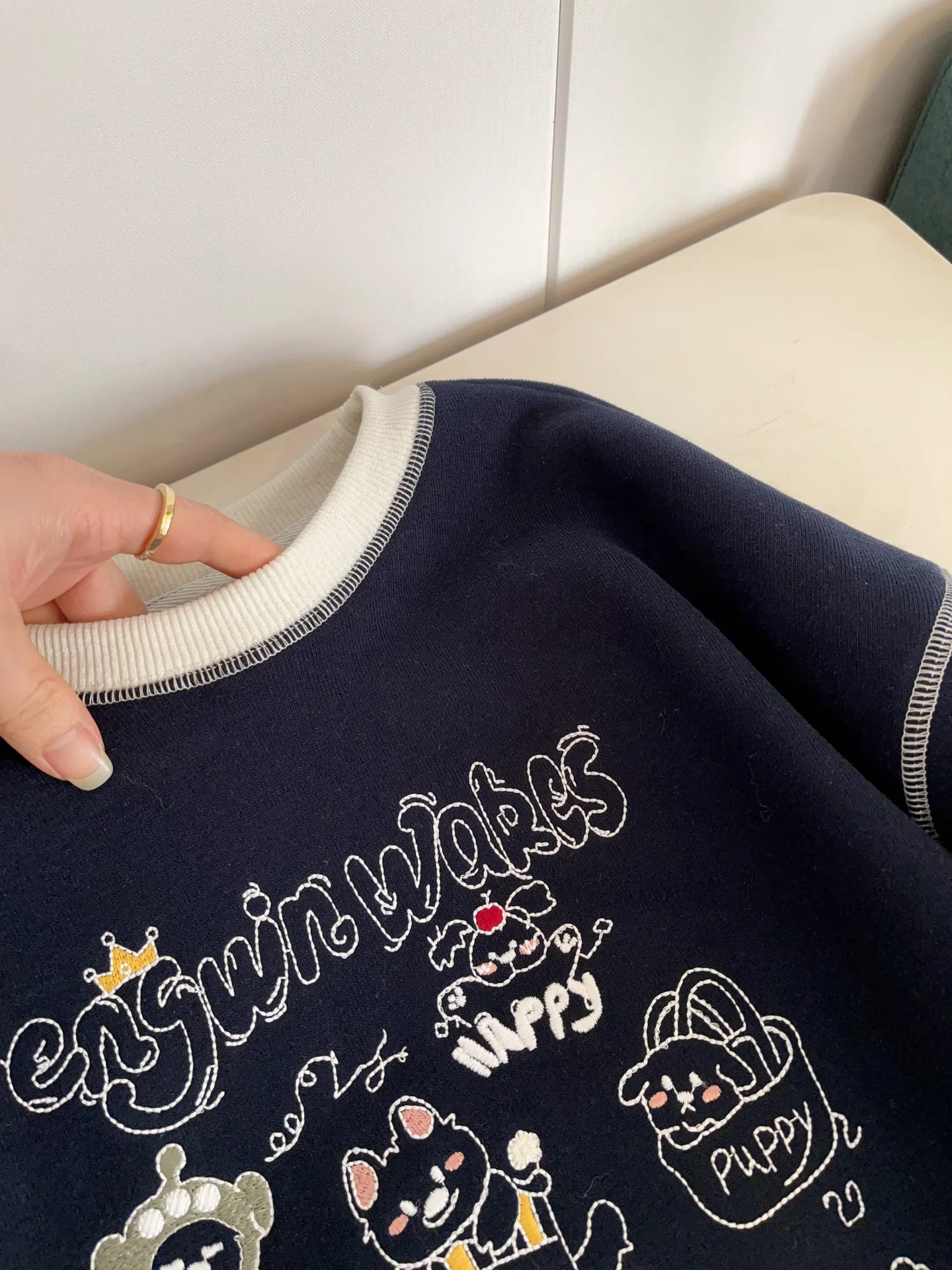 Korean Sle round Ne Sweatirt Women's Casual Print Color Blo Spring Autumn Faionable Comfortable Versatile Top