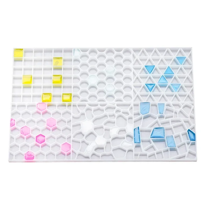 

Silicone Mold Mosaic Resin Coaster Molds DIY Mosaic Creative Homemade Wave Point Collage Bottle Particle Mold