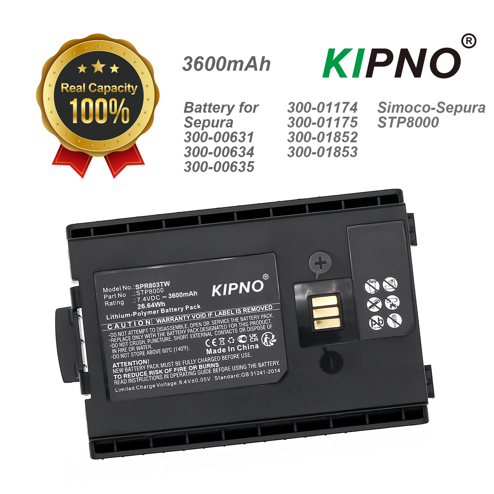 

Kipno Replacement Battery for Sepura STP8000 STP8020 STP8030 STP8035 STP8038 STP8040 STP9000 Two-Way Radio-3600mAh