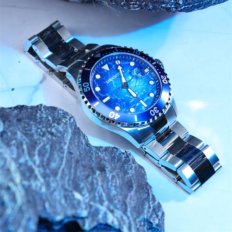 MOEMTON Original Men\'s mechanical watch Sapphire glass watch 10bar 100M waterproof sports diving watch Luxury Stainless steel