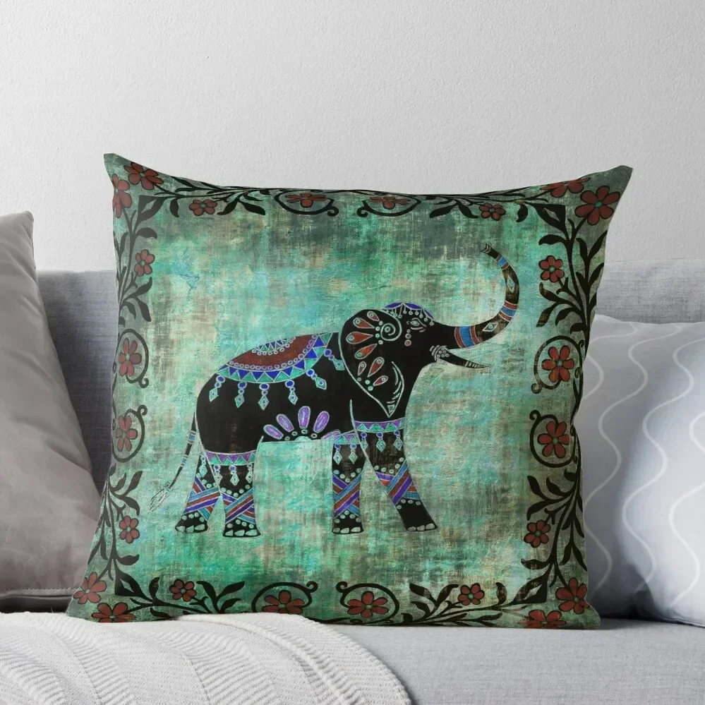 

Indian Elephant Decorative Asian Floral Art Throw Pillow Cushions Cushion Cover pillow