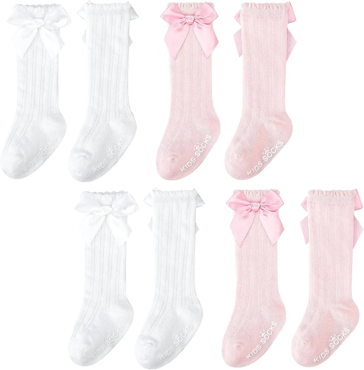 Baby Girls Knee High Socks Newborn Girl Bow Ruffle Long Infant Non-Slip Socks