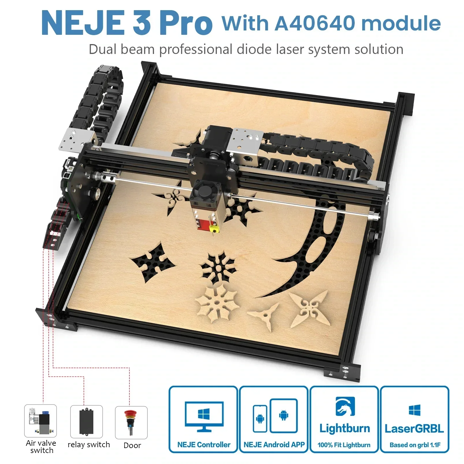 New Release NEJE Factory Direct Supply 3 PRO A40640 80W Laser Engraving Machine 410*400mm CNC Engraver & Cutter with Air Assist