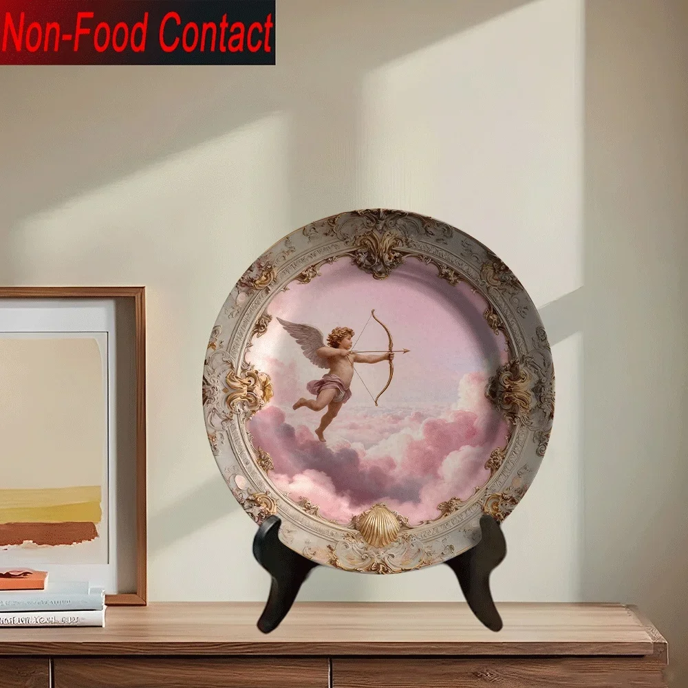 2D Flat, 2D Flat 1pc Ceramic Decorative Plate, Non-Consumable Purely Decorative, Home Desktop Art Ornament for Living Room and