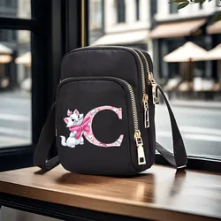 Los Aristogatos Marie Cat A-Z 26 letras en inglés Disney lona mujer un bolso de hombro bolso cruzado mujer estudiante bolso de mano